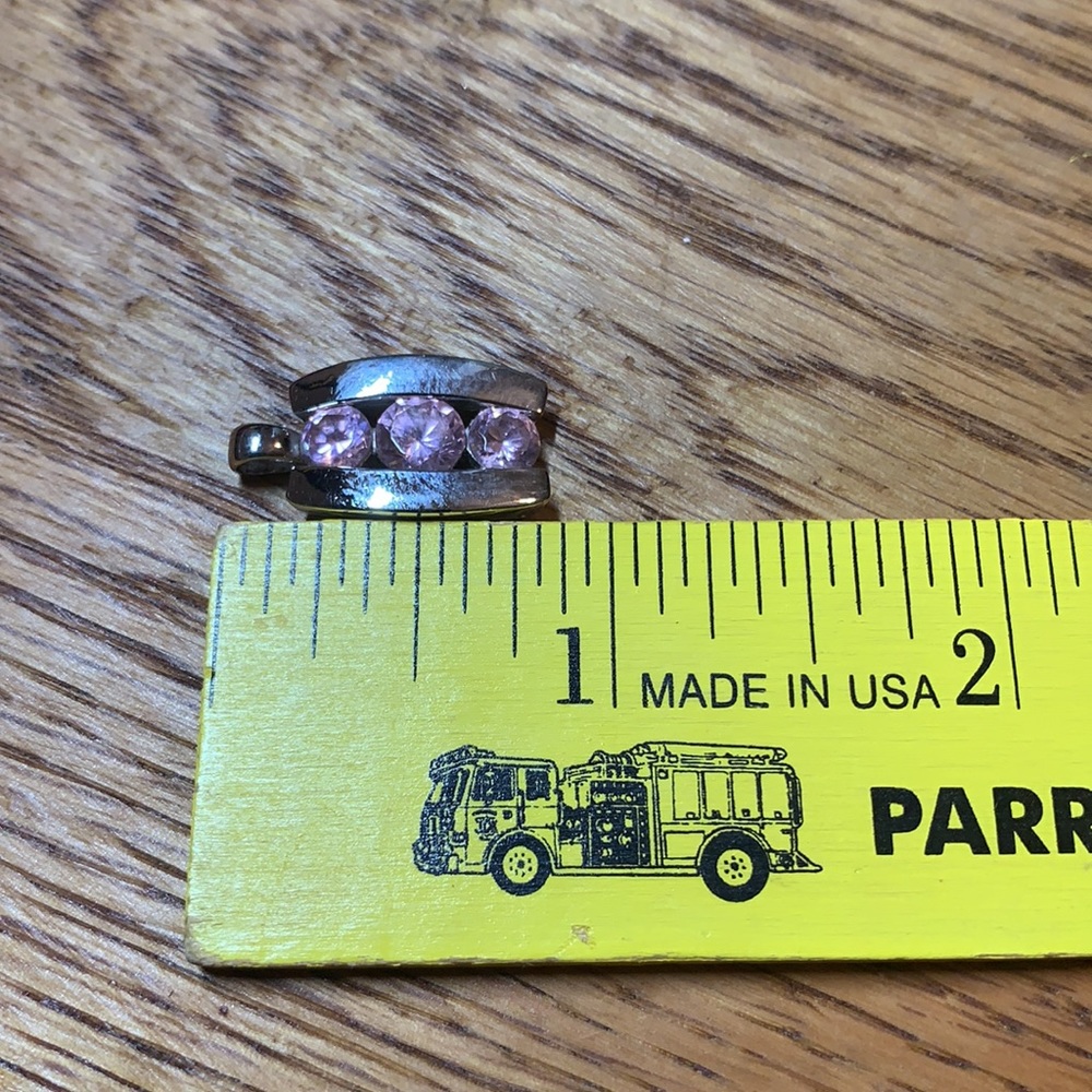 Sterling Silver Pink Cubic Zirconia Small Pendant - Picture 15 of 16